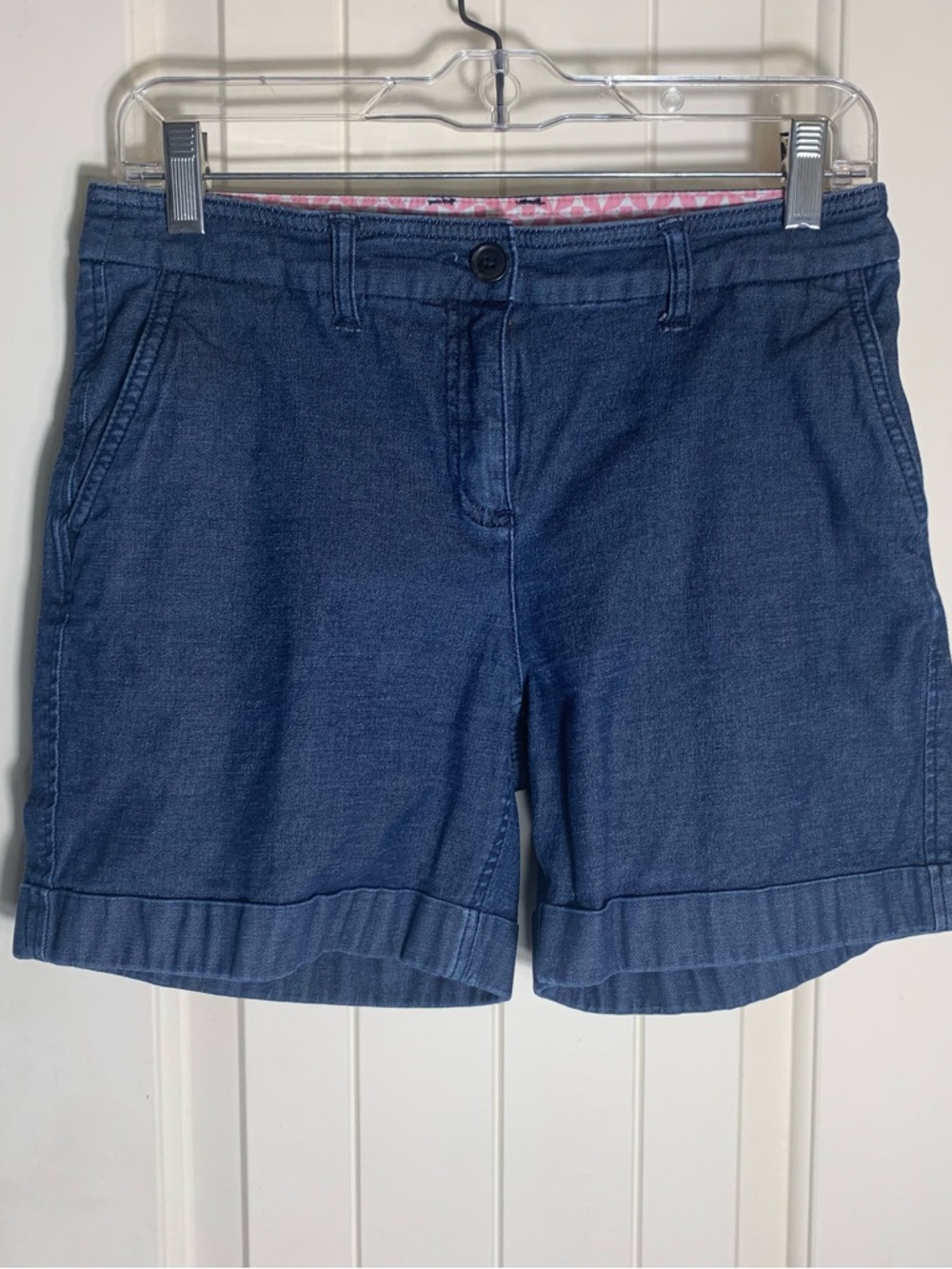 Boden Navy Blue Cuffed Bermuda Shorts